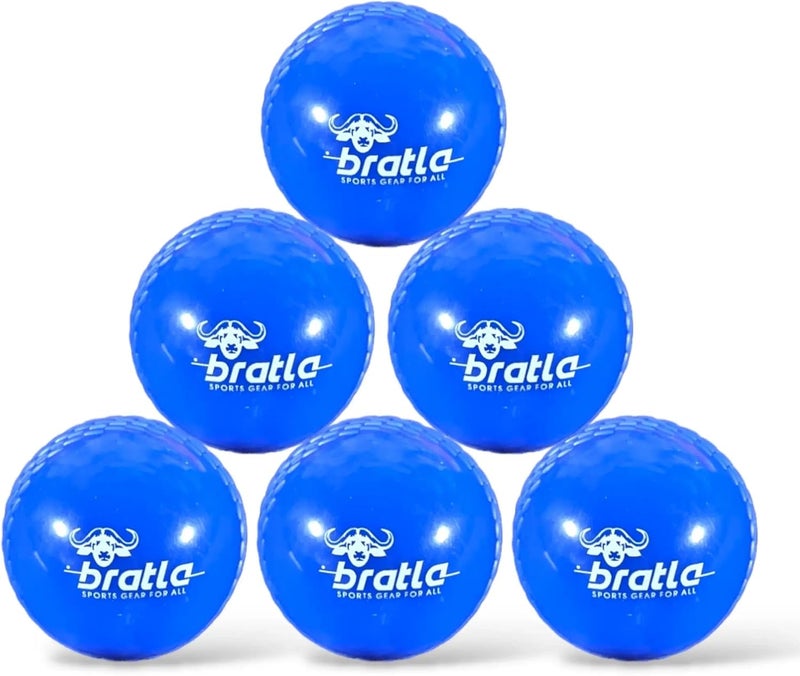 Bratla Wind Cricket Balls - Soft Training Practice Cricket Air Balls for Coaching Indoor & Outdoor - Blue Orange Neon/Yellow Pack of 6 - Image 1